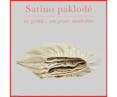 Satino paklodė su guma 100/140/160/180x200+30cm. - 140x200+30cm.