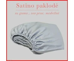 Satino paklodė su guma 100/140/160/180x200+30cm. - 180x200+30cm.