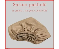 Satino paklodė su guma 100/140/160/180x200+30cm. - 180x200+30cm.
