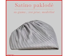 Satino paklodė su guma 100/140/160/180x200+30cm. - 180x200+30cm.