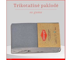Trikotažinė elastinga medvilnės paklodė su guma 100/140/160/180/200x200+30cm. melsva - šviesiai mėlyna - 100x200+30cm.
