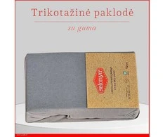 Trikotažinė elastinga medvilnės paklodė su guma 100/140/160/180/200x200+30cm. melsva - šviesiai mėlyna - 100x200+30cm.