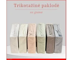 Trikotažinė elastinga medvilnės paklodė su guma 100/140/160/180/200x200+30cm. kreminė - Kreminė - 160x200+30cm.