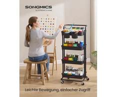 Songmics Vežimėlis su 4 lygiais juodas