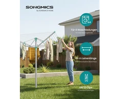 Songmics Skalbinių džiovyklė sidabrinė–žalia