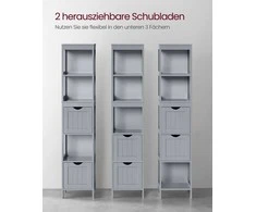 Vasagle Hochschrank Badezimmer schmal stehend taubengrau