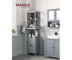 Vasagle Hochschrank Badezimmer schmal stehend taubengrau