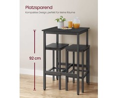 Baro stalas su plieniniu rėmu 60 x 60 x 92 cm juodmedžio juoda-juoda