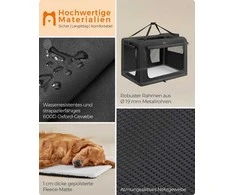 Songmics Feandrea Šunų dėžė su juodo metalo rėmo rankenomis