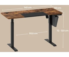 Songmics Elektrinis aukščio reguliuojamas stalas, 140,1 x 60