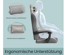 Songmics Ergonomiška žaidimų kėdė su pakoju ir spyruoklinėmis pagalvėlėmis 70x70x(123,5-133) cm