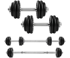 Songmics Hanteliai, 2 x 15 kg ketaus hantelių rinkinys, reguliuojamas