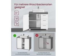 Vasagle Waschbeckenunterschrank 2 Fächer hinter der Tür