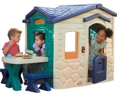 Little Tikes sodo namelis su PATIO ir stebuklingu varpeliu Tamsiai mėlyna ir žalia