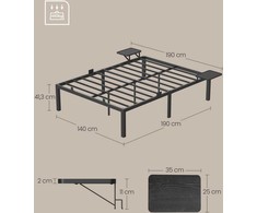 Lova Metalinis dvigulės lovos rėmas 190 x 140 cm čiužiniui
