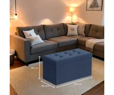 Songmics Pufas - daiktadėžė 76x38x38 cm tamsiai mėlyna