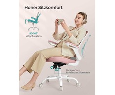 Pastelinės rožinės spalvos biuro kėdės paminkštinti porankiai