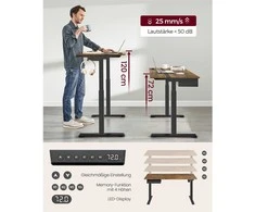 Reguliuojamo aukščio rašomasis stalas 60 x 120 cm vintažinės rudos-juodos spalvos