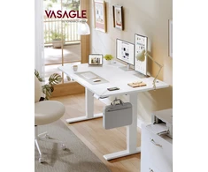 Songmics Reguliuojamo aukščio rašomasis stalas, matinė balta spalva, 120 x 80 cm, USB-C