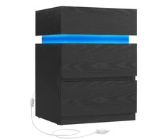 Šiuolaikinės baltos spalvos naktinis staliukas su LED apšvietimu