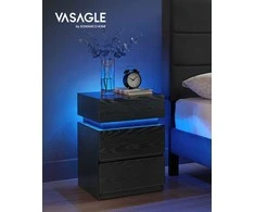 Šiuolaikinės baltos spalvos naktinis staliukas su LED apšvietimu