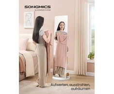 SONGMICS 360° pasukamas viso kūno veidrodis su lentynėlėmis ir kabliukais