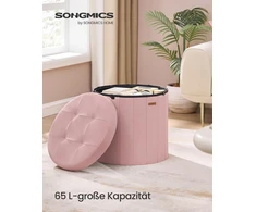 SONGMICS Apvalus taburetė su saugojimo erdve ir nuimamu dangčiu