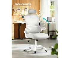 Songmics Ergonomiška biuro kėdė su tinkliniu audiniu ir atlenkiamais porankiais