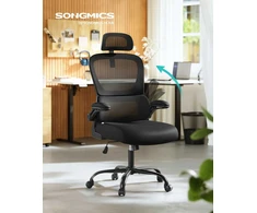 Songmics Ergonomiška biuro kėdė su tinkleliu ir atlenkiamais porankiais
