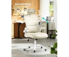 Songmics Ergonomiška biuro kėdė su tinkliniu audiniu ir sulankstomais porankiais