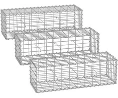 SONGMICS gabionų krepšiai su 5 x 10 cm akių dydžiu akmenims, 3 vnt. rinkinys