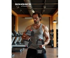 SONGMICS hantelių rinkinys su jungiamąja strypu 20 kg namams, tamsiai juodos spalvos
