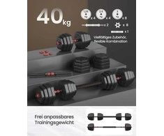 SONGMICS hantelių rinkinys su jungiamąja strypu 40 kg, juodas kaip rašalas
