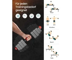 SONGMICS hantelių rinkinys su jungiamąja strypu 40 kg, juodas kaip rašalas