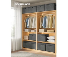 Songmics Daiktadėžės su dangčiais, pilkos, 43 × 30 × 30 cm, 3 vnt.