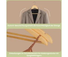 SONGMICS medinės pakabos, 10 vnt. rinkinys, pakabos iš masyvios medienos