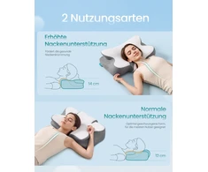 Lova SONGMICS pagalvė, ergonomiška pagalvė, kaklo pagalvė, reguliuojamo aukščio, miego pagalvė, „Memory Foam“ pagalvė, skirta miegantiems ant šono, nugaros ir pilvo, debesų balta-balandžio pilka