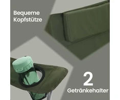 Songmics Sulankstoma stovyklavimo kėdė, sulankstoma kėdė su porankiais, galvos atlošu ir puodelių laikikliais