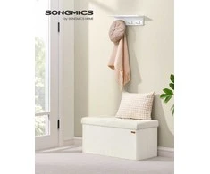 Songmics Pufas, 38x76x38 cm, kreminis