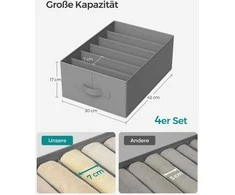 Songmics Drabužių organizatorius 6 skyrių rinkinys, 2 vnt., balandžių pilkos spalvos