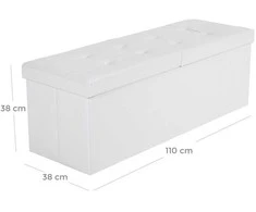 Suoliukas su atlenkiamu dangčiu 110 cm baltas