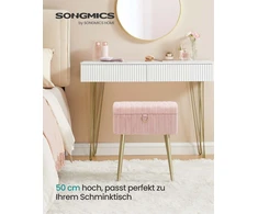 Home Styling Collection Rožinė kosmetinio staliuko kėdė su dėže