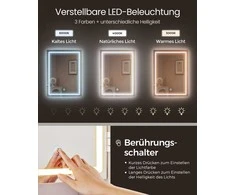 Songmics Vasagle Schminktisch mit LED-Beleuchtung modern wolkenweiß