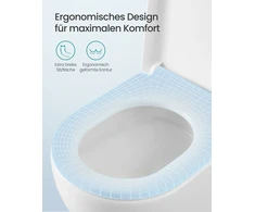 Songmics Tualeto sėdynė D formos, ilga, su automatiniu nuleidimu ir nuimamu dangčiu, balta