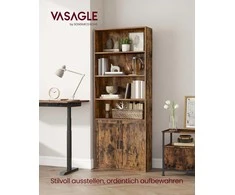Vasagle Knygų lentyna CUSTOS 6 lentynų, 24x60x175 cm, rudos spalvos