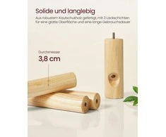 Songmics VASAGLE drabužių stovas iš masyviosios medienos su 8 kabliais, pastelinių rožinių spalvų