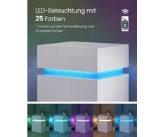 Songmics VASAGLE Naktinis staliukas, 2 vnt. rinkinys su LED apšvietimu ir 3 stalčiais, baltas