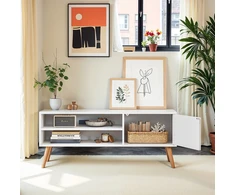 TV staliukas Songmics TV spintelė 120x40x49 cm medinė balta