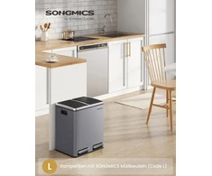 Songmics Šiukšliadėžė 2 x 15 l