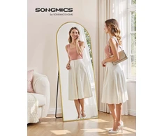 Songmics Visą figūrą atspindintis veidrodis 165 x 60 cm, išgaubtas, šviesiai auksinis